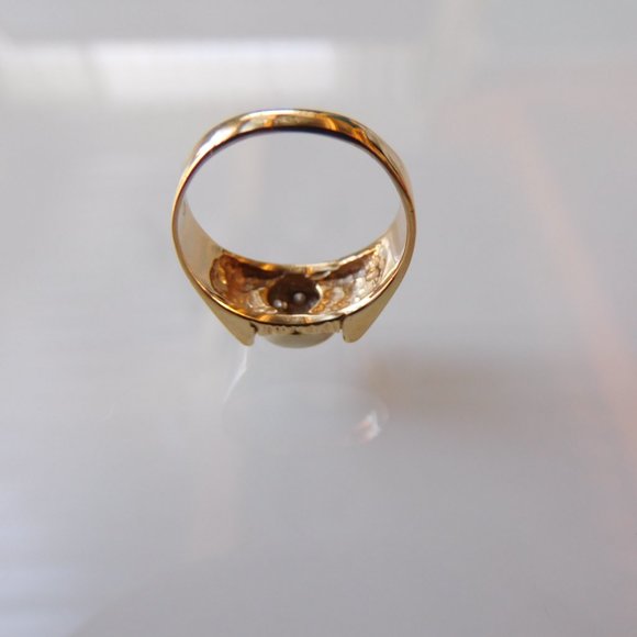 Ring White Gold and 10K Yellow Gold 7 Diamonds 2 points each GR 4 - Picture 5 of 10